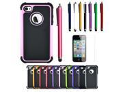 New Dual layer Hybird Hard Case With Stylus Pen Film Protector for Apple iPhone 4G 4S