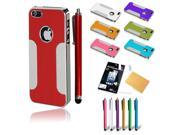 New Metallic Luxury Brushed Aluminum Hard Case With Stylus Pen Screen Protector For iPhone 5 5G 5S