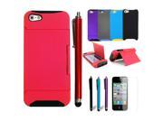 New Hybrid Wallet Kickstand Cash Case Stylus Pen Screen Protector For iPhone 5 5G 5S