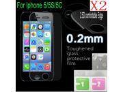 2pcs 2.5D edge 0.2mm Tempered Glass Film Guard Screen Protector For iPhone 5 5S 5C