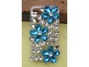 Bling blue crystal flower Diamond Crystal Case Cover for iPhone 4 4G 4S XD0090BP