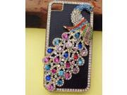 Synthetic Leather Peacock Diamond Bling Case Cover for iPhone 4 4G 4S 006BP