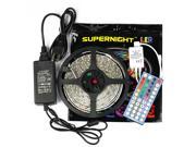 SuperNight® 5M 16.4ft 3528 RGB 300 LED Light Strip waterproof Lamp with 44 Key IR Remote Controller and 12V 3A Power Supply Transformer