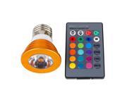 SuperNight® Aluminum E27 3W RGB LED Light Bulb Lamp 16 Color Change 24 Key IR Remote Controller Golden