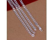 Pretty silver jewellery Free shipping gentleman 925 Sterling Silver fashion 4mm jewelry Sideways flat necklace