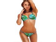 Sexy most popular Girl Lady Bikini SET Push up Padded Bra Swimsuit Bathing Suit Swimwear green floral design