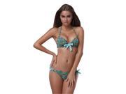 Hot sale Women s Sexy beautiful Beachwear Bikini Hot Sexy Bandeau blue flower With Leopard Print Swimsuit