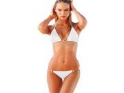 New Sexy and Romantic style triangle gathered White bikini swimsuit