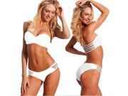 2014 Most Popular 2 Pcs White Women s Bikini Set Hot Sexy Strapless Swimsuit Swimwear