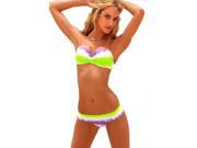 various Fashion and sexy ladies gathered green bikini bathing suit with Strapless neck design