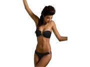 Women s Hot Sexy 2pcs Strapless Bandeau Tube Top black Bikini with Pad No steel tower with breast implants