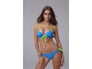 Hot Blue 2 PCS Top And Bottom Women Ladies Sexy Push Up Padded Swimsuit Swimwear with Beautiful bow design