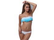 New style Women s Sexy Strapless Bikini Set 2 Pcs Top Bottom blue tassels Strapless Swimsuit Swimwear