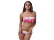 Girl swimsuit stripe that fashion wipe a bosom backless White and red colour fringed hot sexy bikini strapless