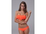 2014 Hot sale Women s Strapless Tassel Padded Bandeau Orange Bikini 2pcs Swimsuit !