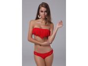 2014 Top Popular Sexy Women Tassel Strapless red Bikini Swimwear Swimsuit