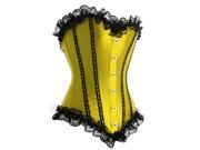 New Listed Women Black Lace Satin Corset European Palace Strapless Corset Yellow