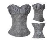 Hot sale Princess Style Women s Beautiful Lace Corset Sexy Strapless Corset Silver Gray