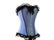 Women s beautiful Push Up The Chest Corset Retro Palace Style Sexy Strapless Corset Blue