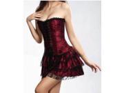 Hot Sale Women s Waist Cincher Corset Sexy Strapless Floral Corset With Skirt Red