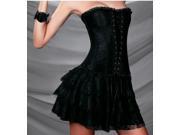Women s Sexy Strapless Corset Palace Style Push Up Chest Corset With Skirt Black
