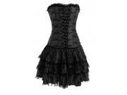 Women s Sexy Strapless Corset Palace Style Push Up Chest Corset With Skirt Black