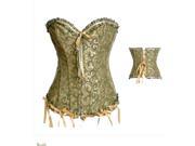 Angel Me Sexy Medium Size Green Spandex jacquard brocade Folded trim Overbust Corset Bustiers SHDI2550 Medium