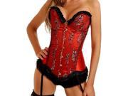 Women s Sexy V Neck Corset Elegant Palace Style Body Beauty Strapess Corset Red