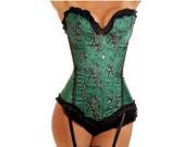 Elegant Women Sexy V Neck Corset Sexy Strapless Waist Cincher Satin Corset Green