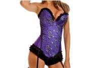 Women Overbust Sweetheart Corset Top Sexy Strapless Waist Cincher Corset Purple