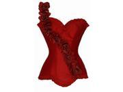 Elegant Lady Corset Fashionable Single Shoulder With Flower Belt Corset Vest Red