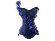 Rose Single Shoulder Strap Elegant Palace Corset OL Body Beauty Corsets Blue