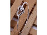 High Quality 925 heart shaped Silver Fashion Bangle Women Bracelet Jewelry High Polished Bracelet