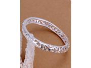 High Quality 925 Silver Fashion Bangle Women Bracelet Jewelry High Polished Silent hollow out flower bracelet