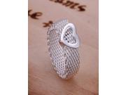 hot well sell fashion 925 silver charm new lovely Novel Net heart ring jewelry Christmas Best gifts