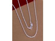 New style hot sale fashion Jewelry 925 sterling silver 2mm Twist ROPE CHAIN Necklace 16inch 18inch 20inch 22inch 24inch