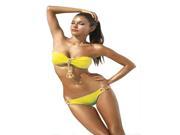 Hot sale Sexy Ladies Womens Padded yellow Cheeky bottoms Bikini Beach Swimsuit Swimwear With Strapless