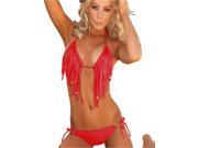 Fashion Women s Sexy Halter Tassel Swimwear Swimsuit Red Bikini Set 2 Pieces Bathing Suit