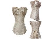 Hot sale Elegant Palace Women s Satin Corset Sexy Strapless Jacquard Weave Corset Apricot