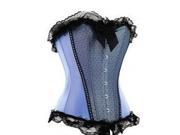 Women s beautiful Push Up The Chest Corset Retro Palace Style Sexy Strapless Corset Blue