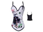 New style Sexy V Neck Women s Corset Body Beauty Corset With Shoulders Strap White Lion
