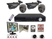 4 Channel CCTV Surveillance D1 DVR Home Security System 700TVL High Resolution Cameras 1TB HDD Installed and Configured and Free 19 LCD Monitor