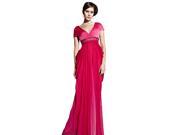 Coniefox Short Sleeves Formal Prom Dresses Long Ombre V neck Mermaid Dress Size XL Color Red