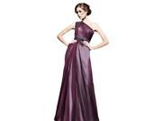 Coniefox One Shoulder Prom Evening Dresses with Beaded Belt Size M Color Purple