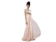 Coniefox One Shoulder Long Chiffon Evening Prom Dresses Size M Color Pink