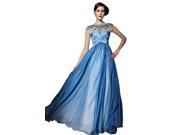Coniefox Prom Dresses Beaded Sleeveless Ombre Size XL Color Blue