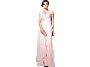 Coniefox Asymmetrical One S0 houlder Bridesmaid Dress Sexy Backless Evening Dresses Size L Color Pink