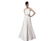 Coniefox Halter Beaded Long Evening Prom Dresses Size XL Color White