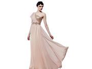 Coniefox Long Formal Prom Dresses One shoulder Pink Flouncing Short Sleeve Size S Color Pink