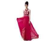 Coniefox Unique Backless Halter Long Prom Evening Dresses Size L Color Red